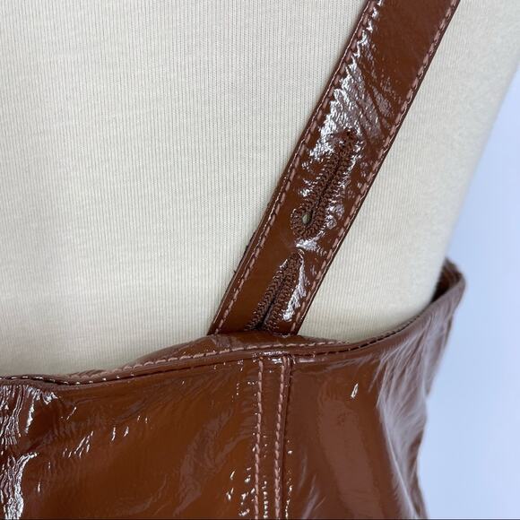 LPA The Label Ophelia 100% Leather Midi Dress Brown Women’s Size Small NWT - Picture 6 of 12